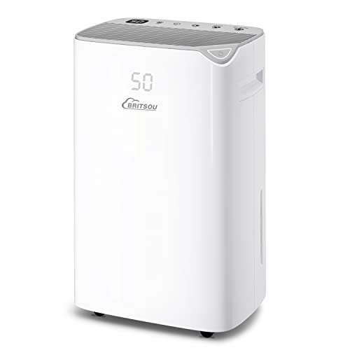Dehumidifier 3500 Sq. Ft BRITSOU 50 Pint Quiet Dehumidifiers for Home Basements Bedroom with Drain Hose | for Medium to Large Room | Dry Clothes Mode | Intelligent Humidity Control with Auto Shut Off
