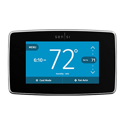 Emerson Sensi Touch Wi-Fi Smart Thermostat with Touchscreen Color Display, Works with Alexa, Energy Star Certified, C-wire Required, ST75 Black 5.625" x 3.4" x 1.17" Emerson Sensi Touch Wi-Fi Smart Thermostat with Touchscreen Color Display, Works with Alexa, Energy Star Certified, C-wire Required, ST75 Black 5.625" x 3.4" x 1.17"