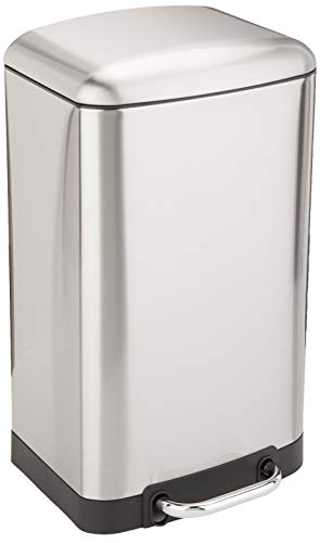 Amazon Basics 20 Liter / 5.3 Gallon Soft-Close, Smudge Resistant Trash Can with Foot Pedal - Nickel
