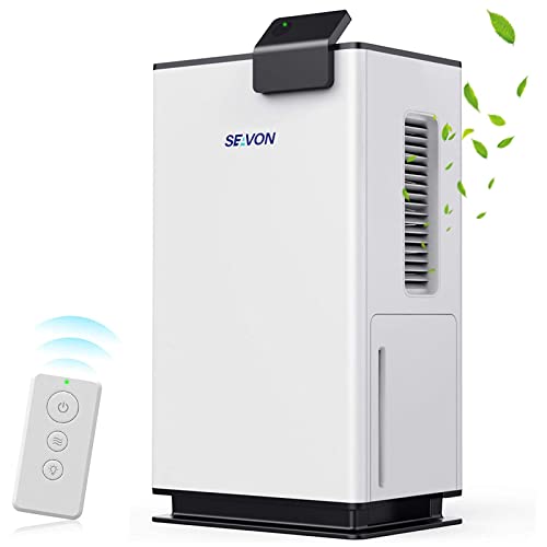 SEAVON 68oz Dehumidifiers for Home with Remote Controller, Ultra Quiet Dehumidifier for 660 sq ft, 2 Speed Modes, Breath Light Mode, Auto-Off, Perfect for Living Room, Bedroom, Bathroom, Basement, Kitchen, Closet, RV