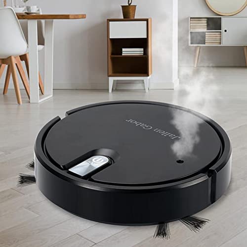Robotic Vacuum Cleaner with Automatic Dirt Disposal, Carpet Robot Vacuum Cleaner 2000Pa 3 in 1 Intelligent Household Vacuum Cleaner for Pet Hair, Carpets, Hard Floors (Black)