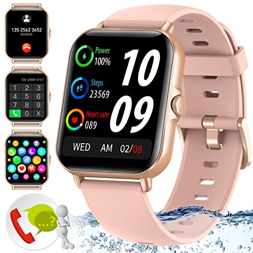 Smart Watch,Bluetooth Phone Call Watch(Make/Answer Call) with Voice Control,1.69" Fitness Watch with Heart Rate Blood Pressure Monitor IP67 Waterproof Smartwatch for Android iOS Phones Women Men Pink Smart Watch,Bluetooth Phone Call Watch(Make/Answer Call) with Voice Control,1.69" Fitness Watch with Heart Rate Blood Pressure Monitor IP67 Waterproof Smartwatch for Android iOS Phones Women Men Pink