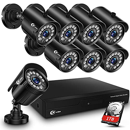 XVIM 8CH 1080P Wired Security Camera System Outdoor with 1TB Hard Drive Pre-Install CCTV Recorder 8pcs HD 1920TVL Outdoor Home Surveillance Cameras Night Vision Easy Remote Access Motion Alert…